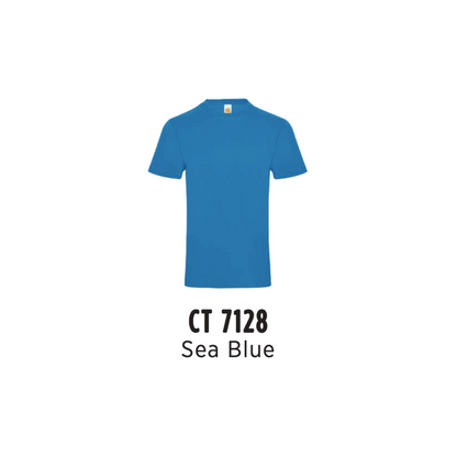 Custom T-Shirt - Unisex Superb Cotton Short Sleeve T-Shirt | Plain | Sea Blue | CT7128