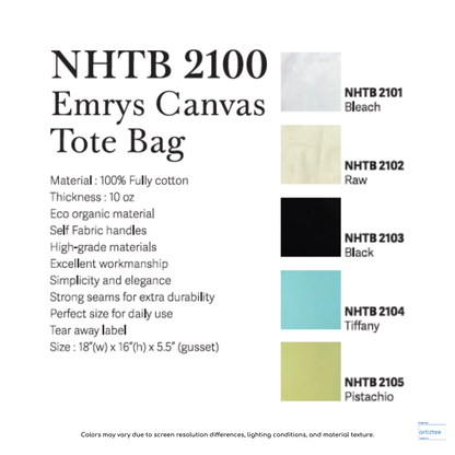 Emyrs Canvas Tote Bag NHTB2100 Artiztee Collection
