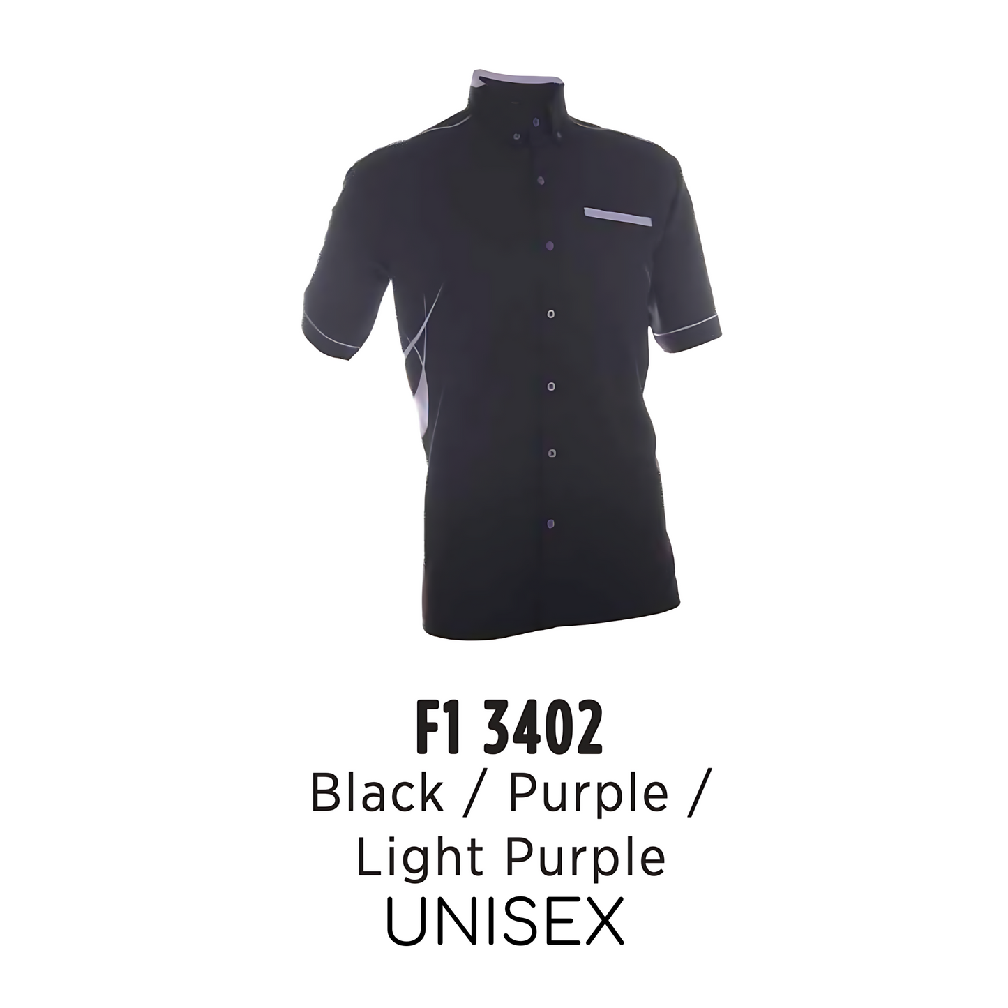 f13402-custom-uniform-unisex-corporate-short-sleeve-plain-black-purple-light-purple