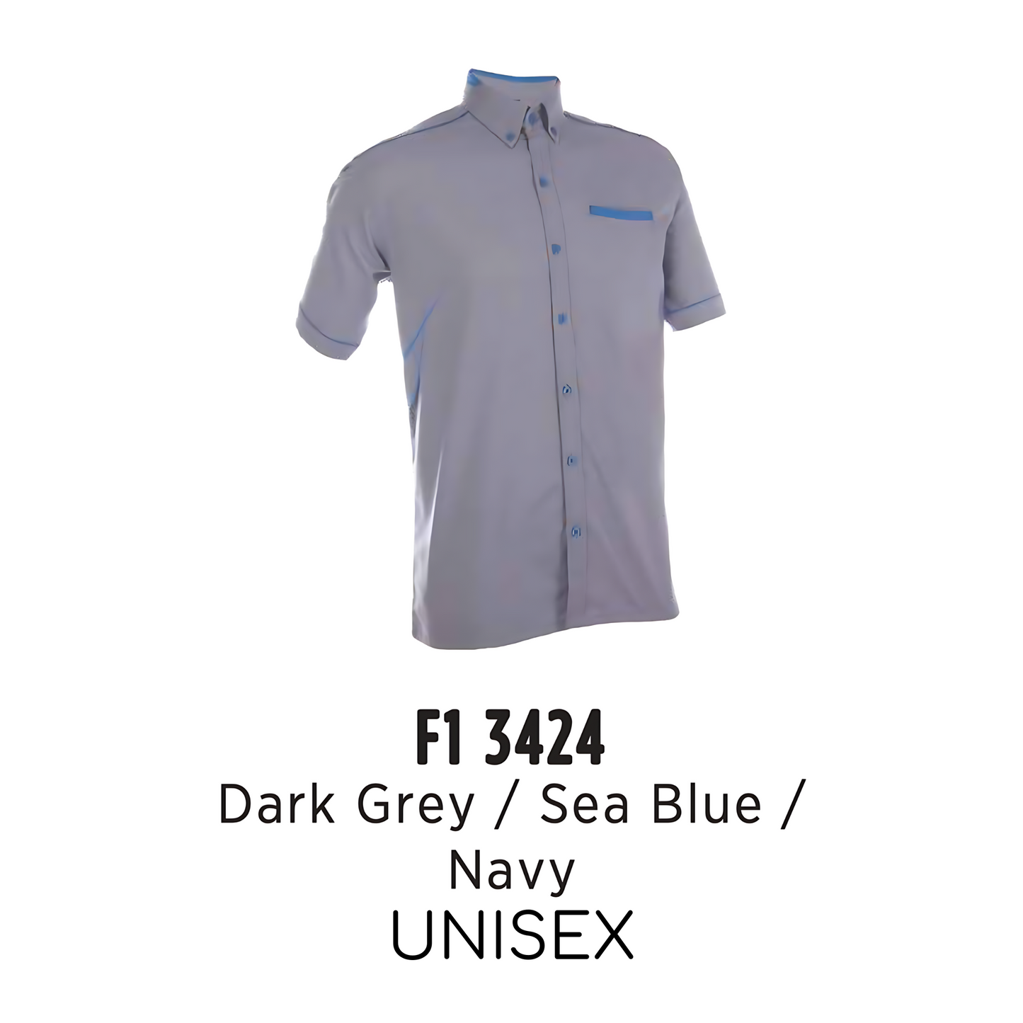 f13424-custom-uniform-unisex-corporate-short-sleeve-plain-dark-grey-sea-blue-navy