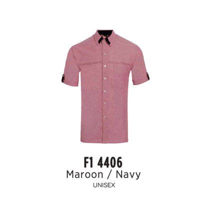 f14406-custom-uniform-unisex-corporate-short-sleeve-plain-maroon-navy