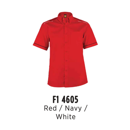 f14605-custom-uniform-unisex-corporate-short-sleeve-plain-red-navy-white