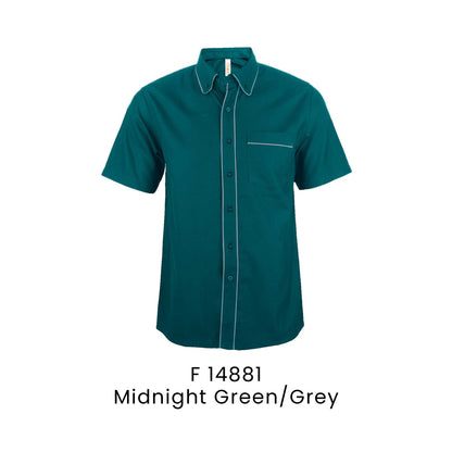 F 14881 Midnight Green/Grey - F148 corporate uniform shirt