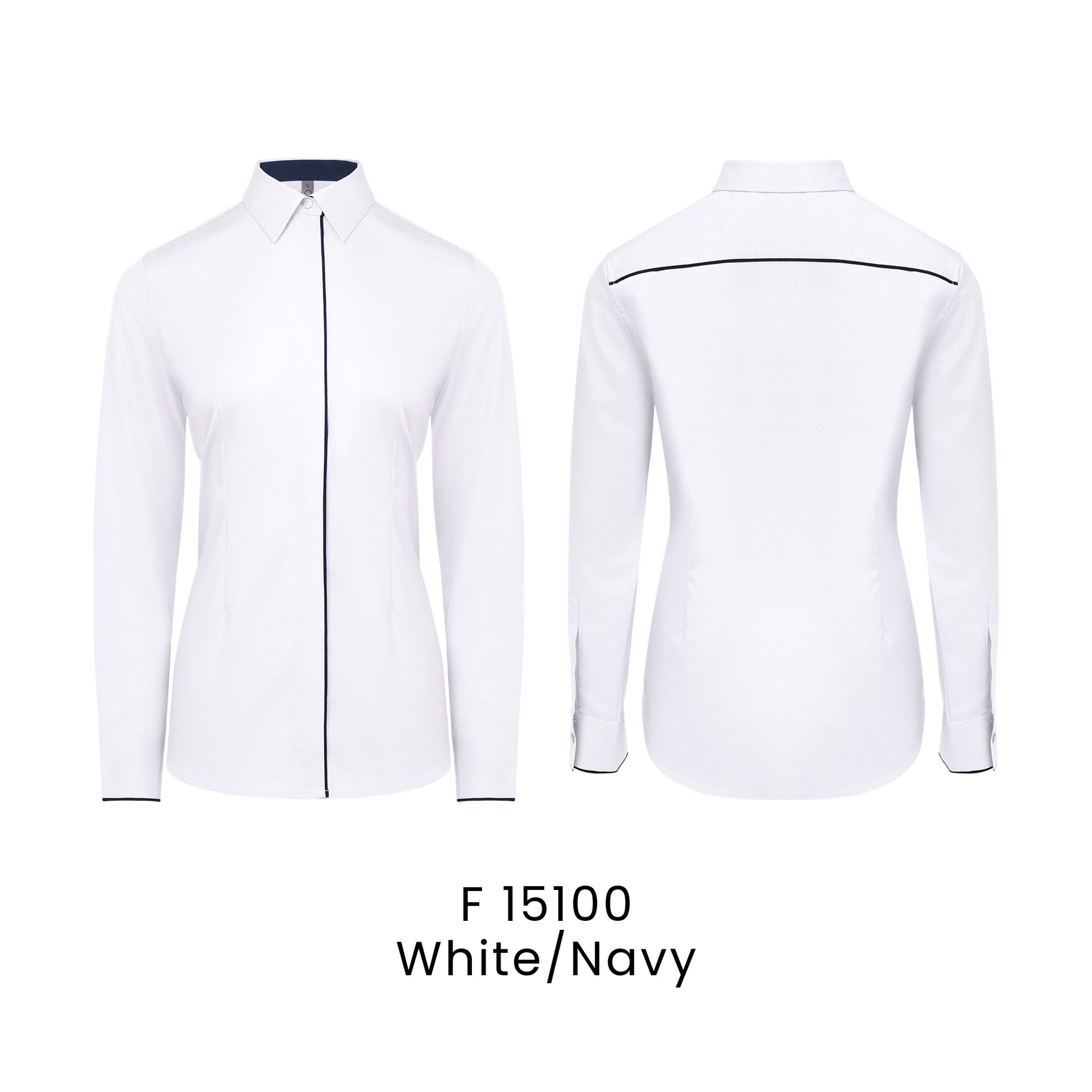F 15100 White/Navy - F151 corporate uniform shirt