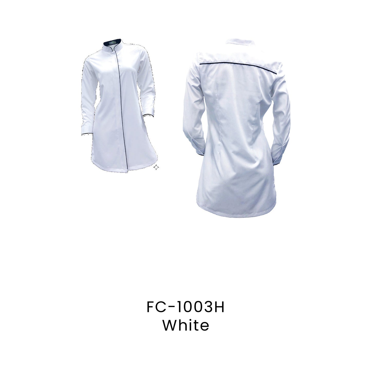 FC-1003H White - FC-1003H muslimah long sleeve corporate uniform shirt