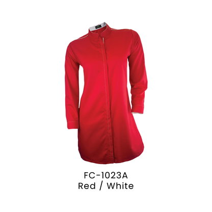 Corporate Uniform - Muslimah Long Sleeve 170gsm | Red / White | FC-1023A | Artiztee