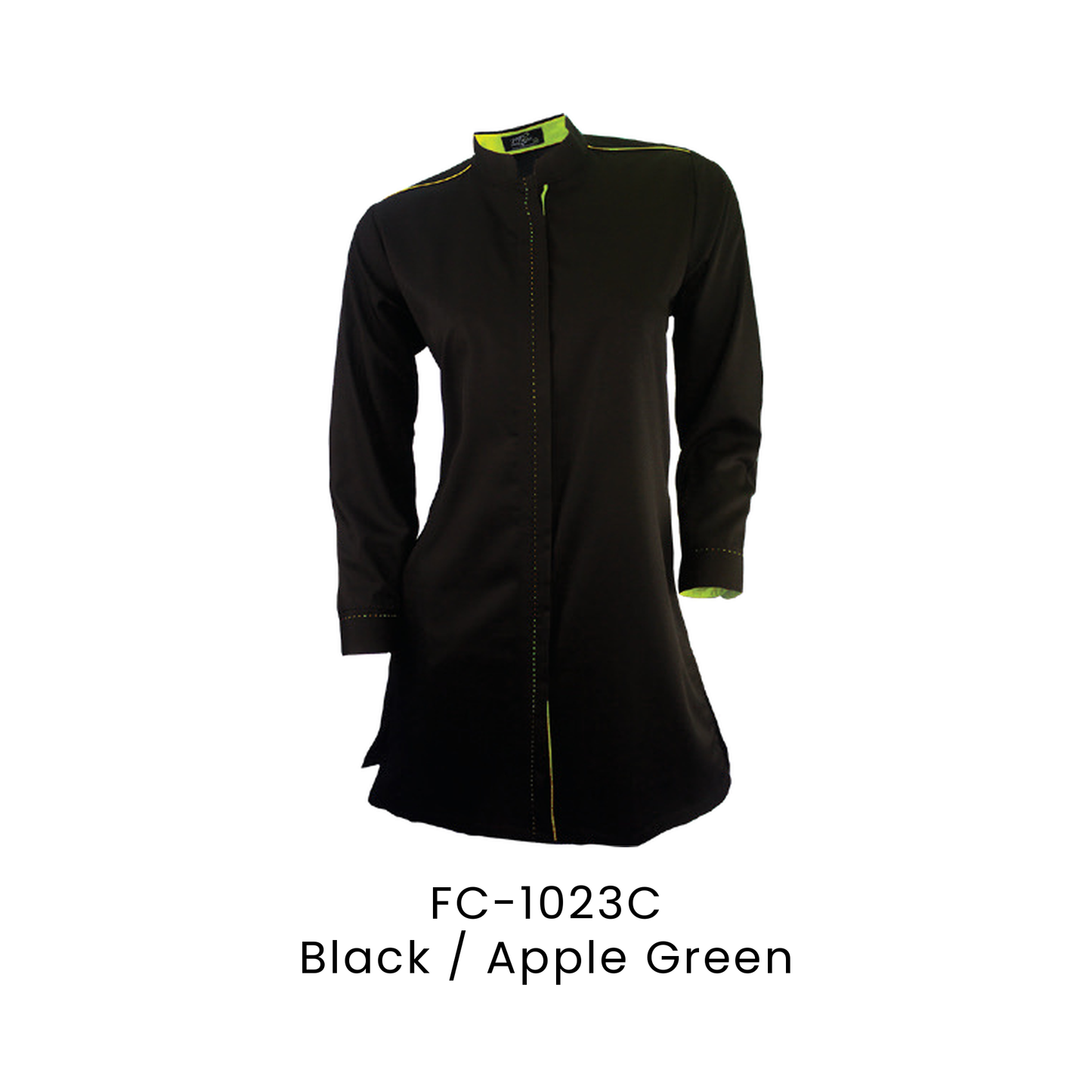 Corporate Uniform - Muslimah Long Sleeve 170gsm | Black / Apple Green | FC-1023C | Artiztee
