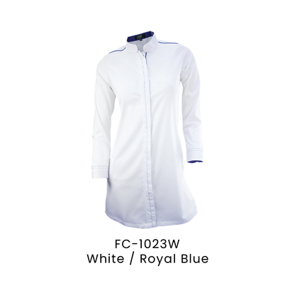 Corporate Uniform - Muslimah Long Sleeve 170gsm | White / Royal Blue | FC-1023W | Artiztee