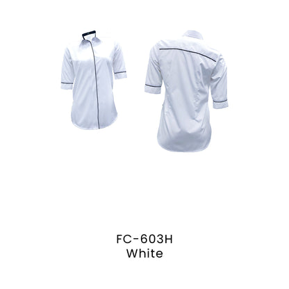 FC-603H White - FC-603H female 1/2 sleeve corporate uniform shirt