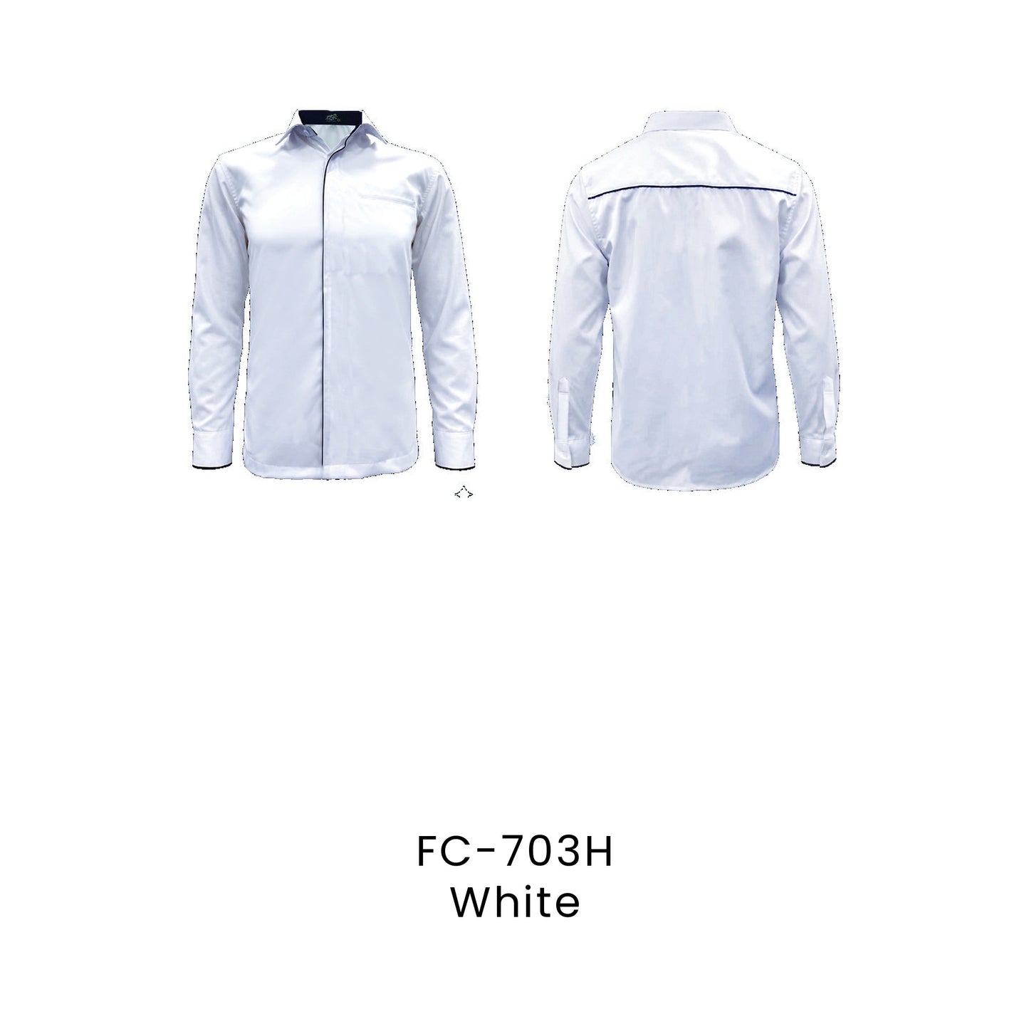 FC-703H White - FC-703H unisex long sleeve corporate uniform shirt