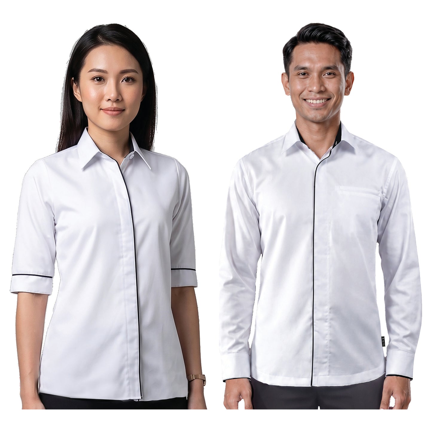 FC-803H, FC-703H, FC-603H, FC-903H, FC-1003H corporate uniform shirts worn by models