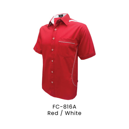 FC-816A Red / White - FC-816 unisex corporate uniform shirt