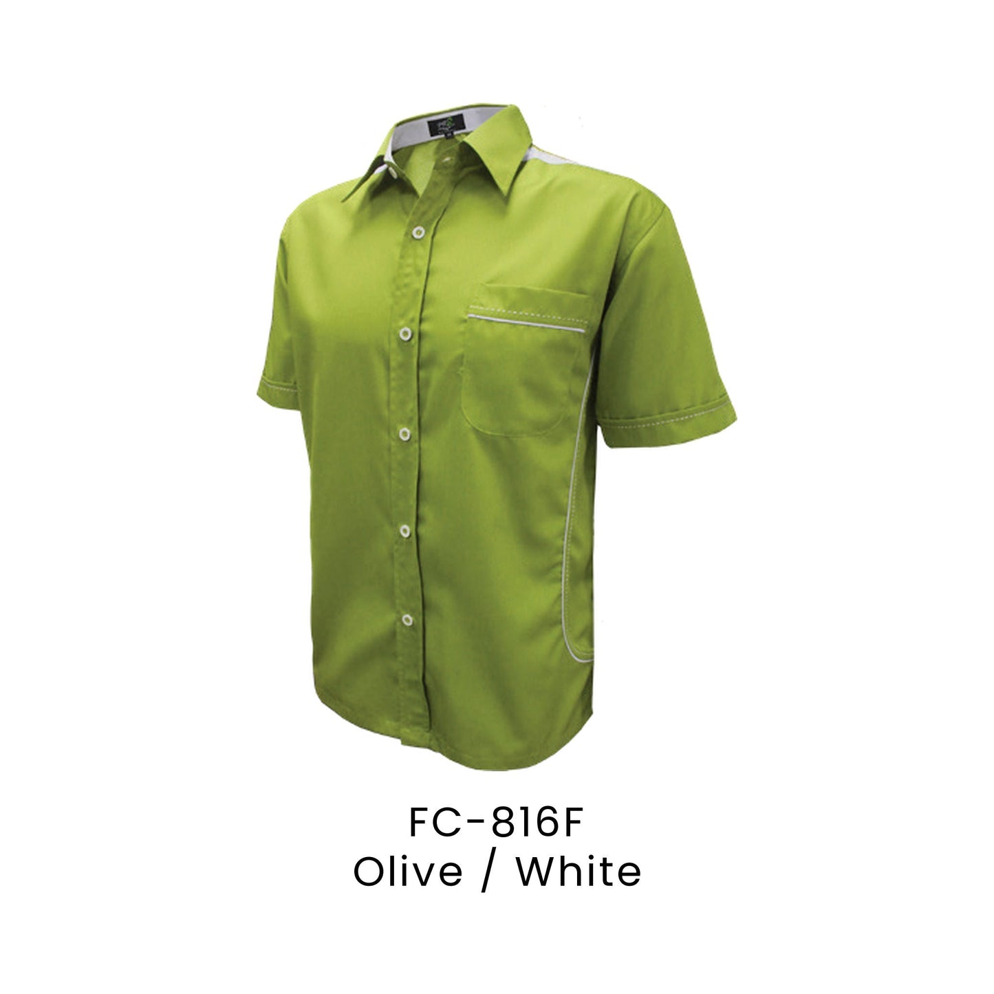 FC-816F Olive / White - FC-816 unisex corporate uniform shirt