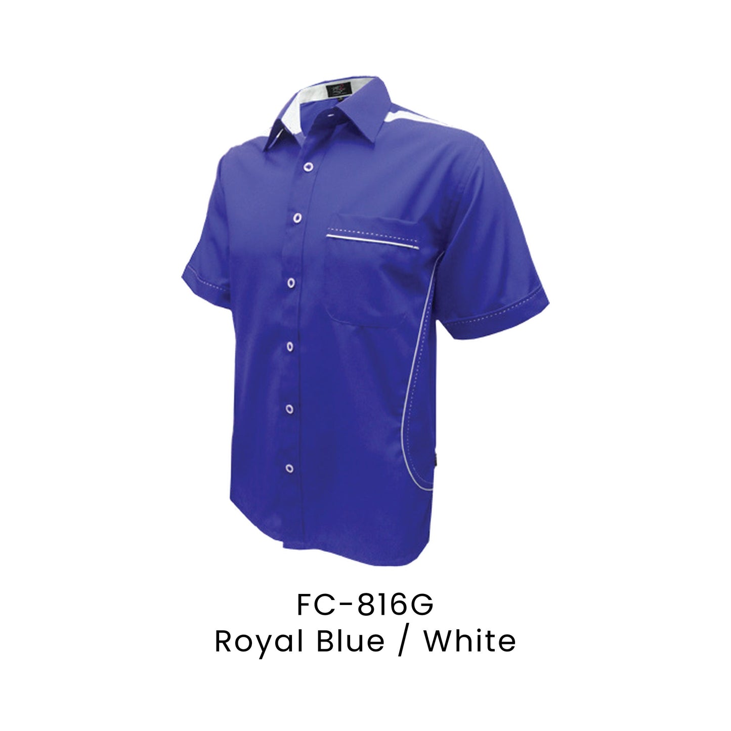FC-816G Royal Blue / White - FC-816 unisex corporate uniform shirt