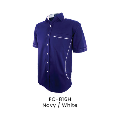 FC-816H Navy / White - FC-816 unisex corporate uniform shirt