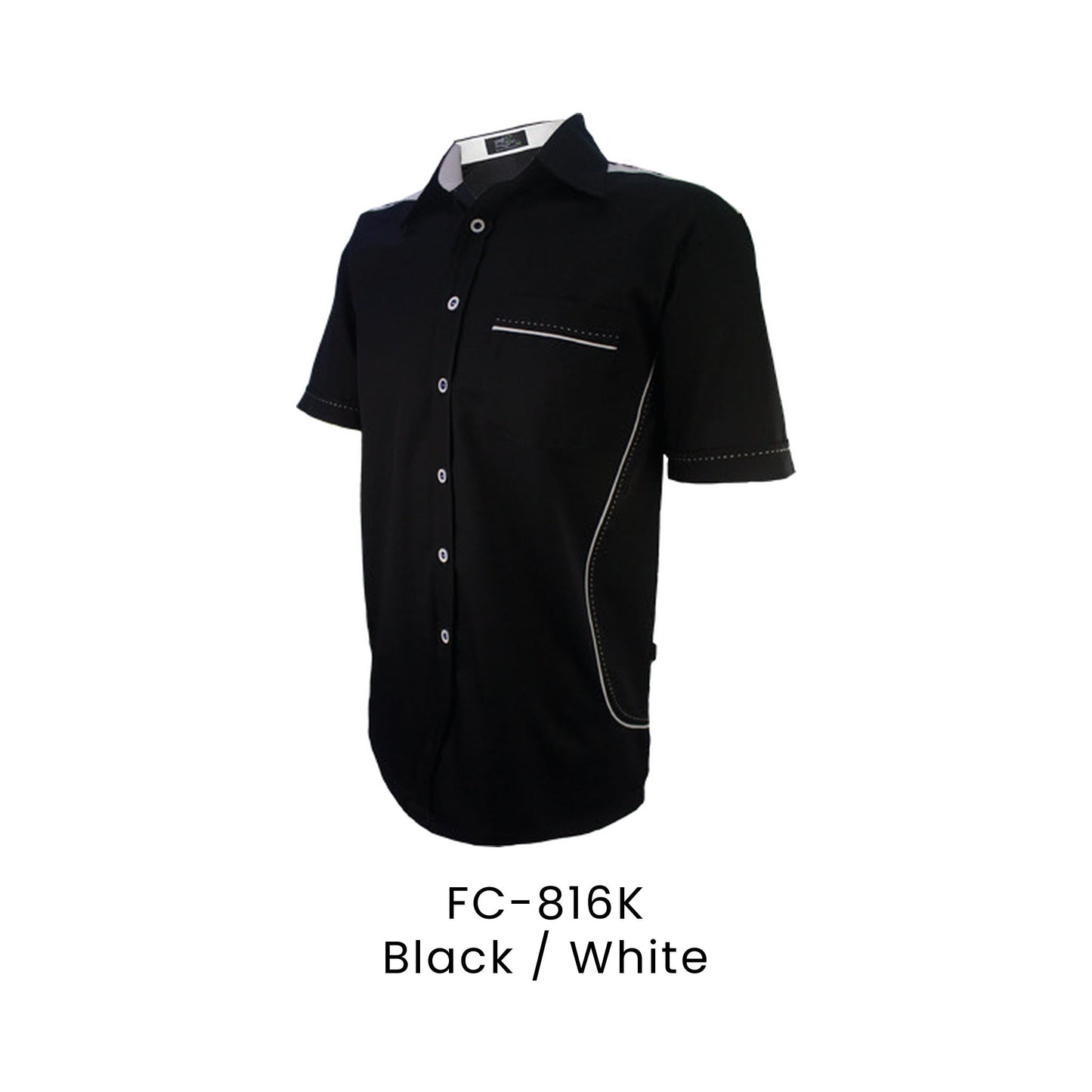 FC-816K Black / White - FC-816 unisex corporate uniform shirt