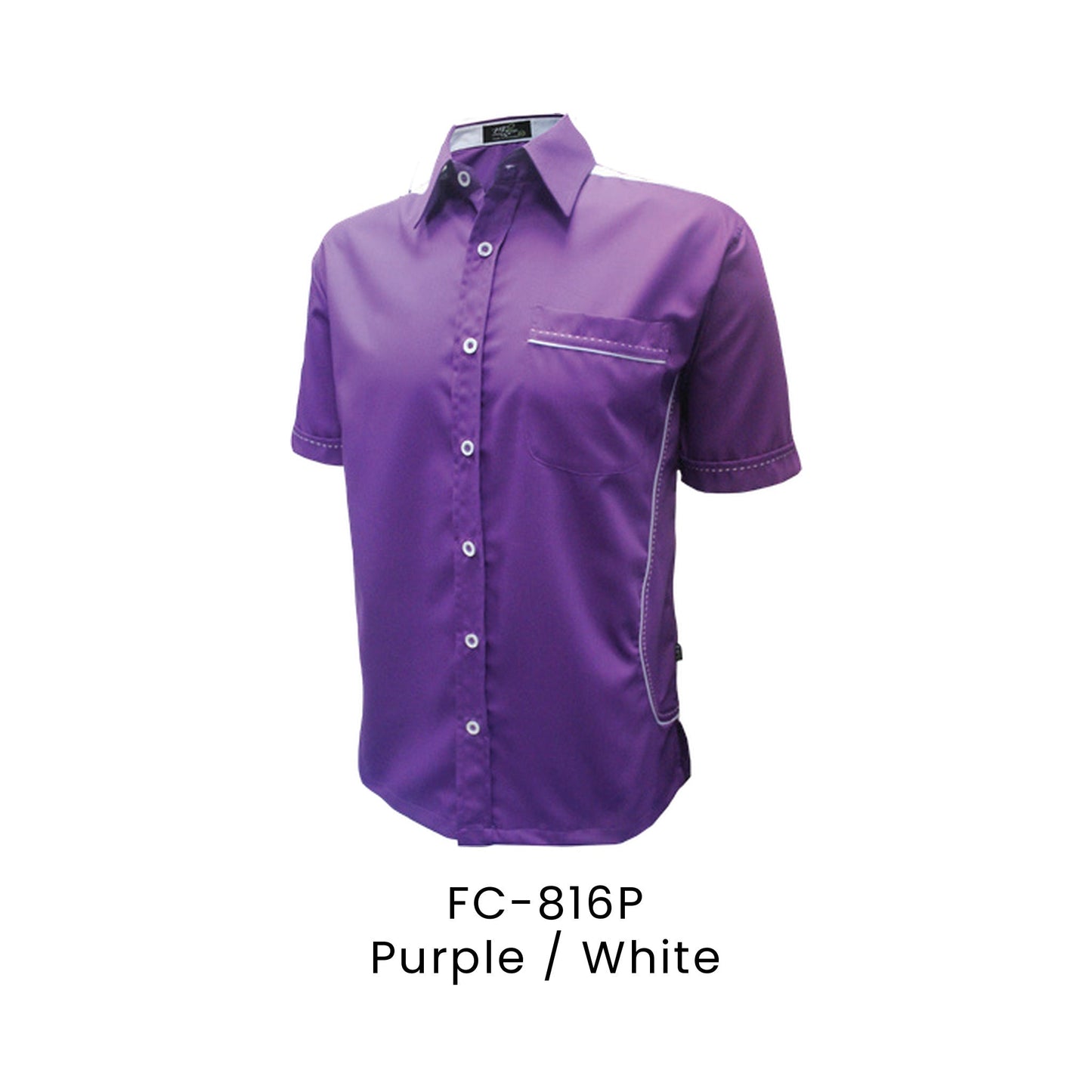 FC-816P Purple / White - FC-816 unisex corporate uniform shirt
