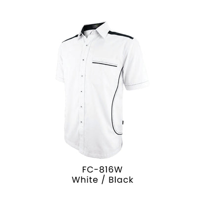 FC-816W White / Black - FC-816 unisex corporate uniform shirt