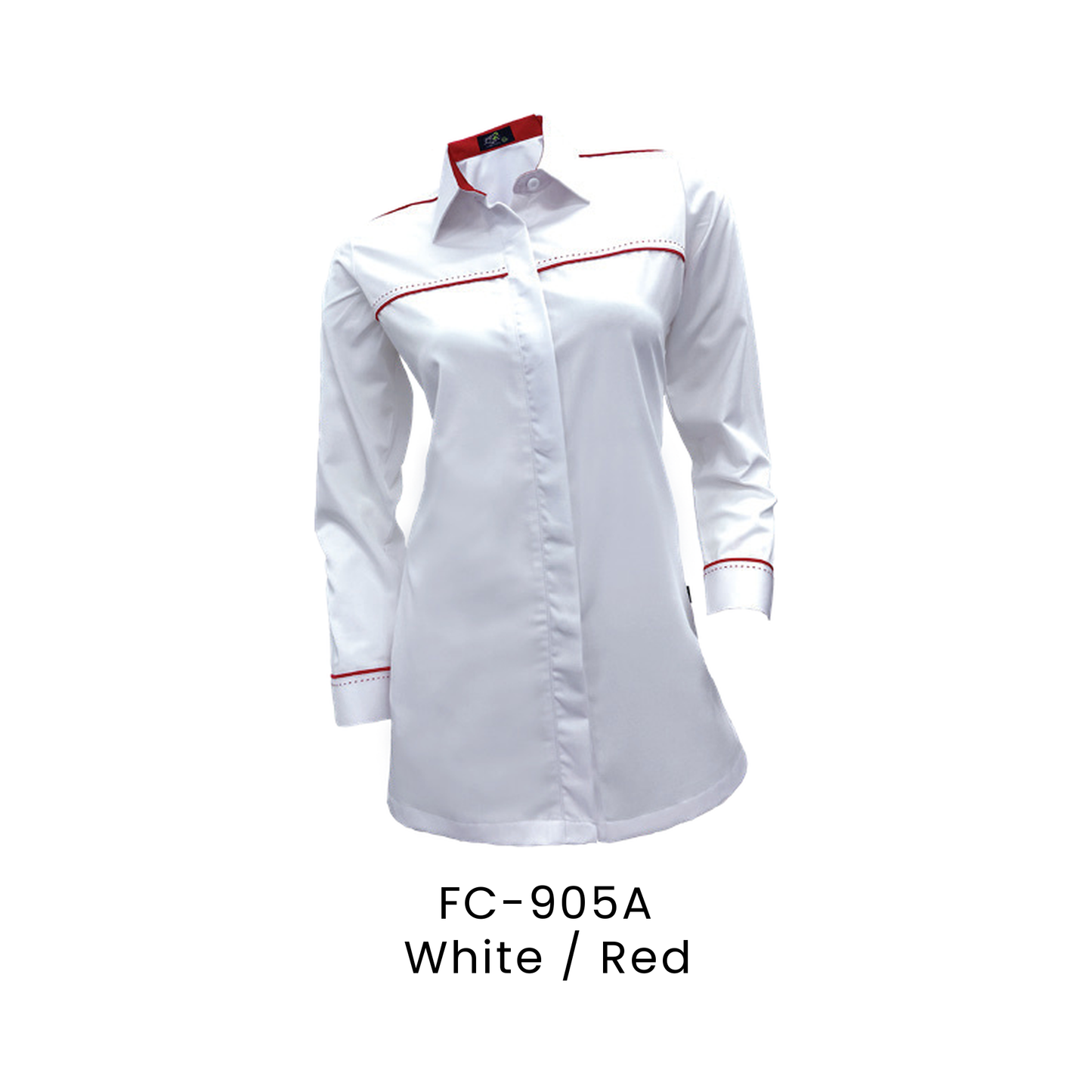Corporate Uniform - Female Long Sleeve 170gsm | White / Red | FC-905A | Artiztee