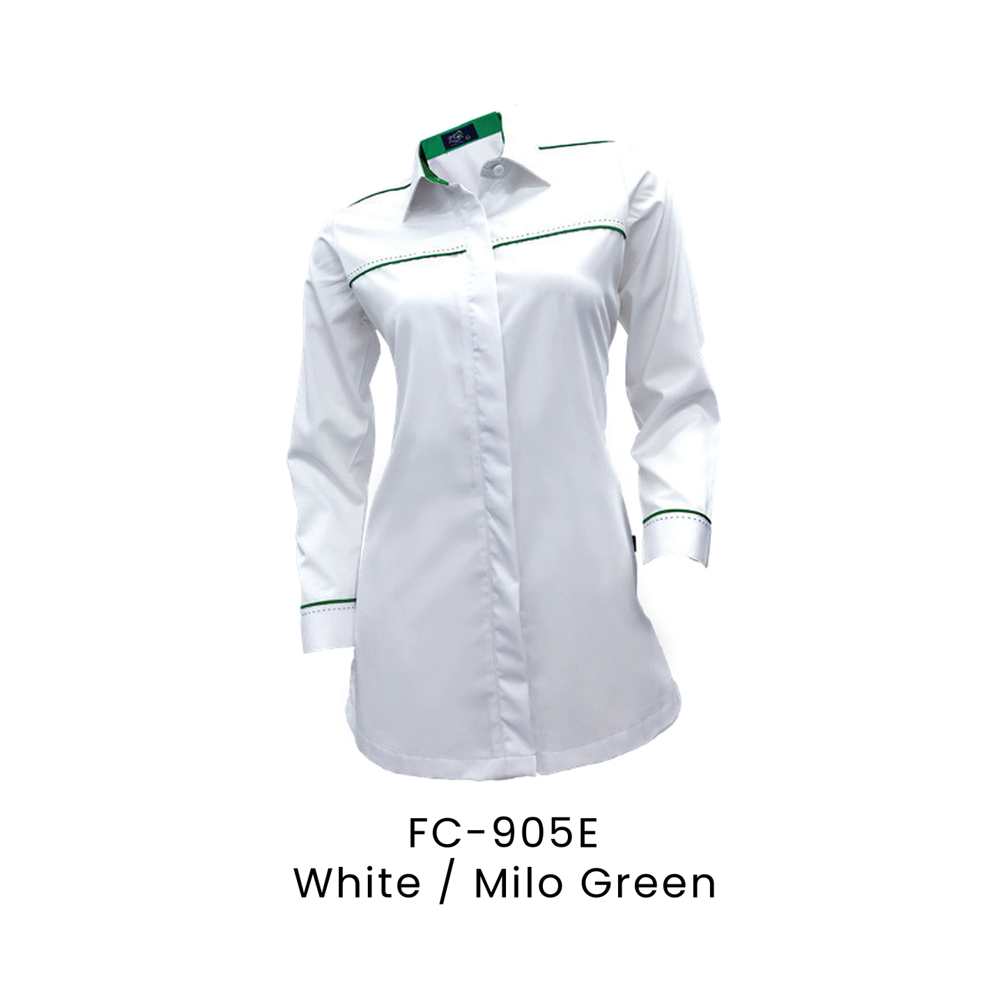 Corporate Uniform - Female Long Sleeve 170gsm | White / Milo Green | FC-905E | Artiztee