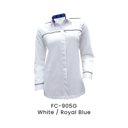Corporate Uniform - Female Long Sleeve 170gsm | White / Royal Blue | FC-905G | Artiztee