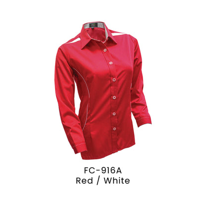 FC-916A Red / White - FC-916 female corporate uniform shirt