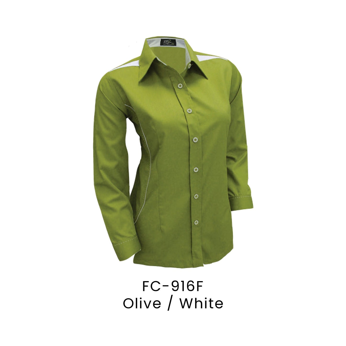 FC-916F Olive / White - FC-916 female corporate uniform shirt