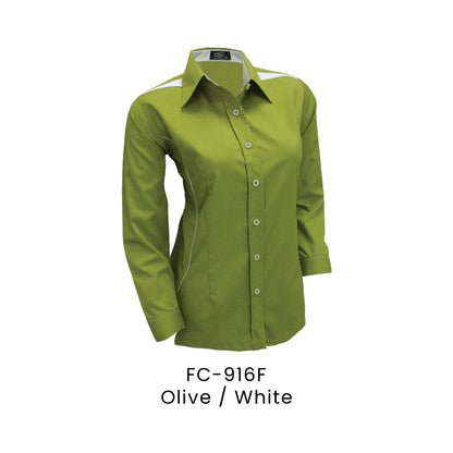 FC-916F Olive / White - FC-916 female corporate uniform shirt