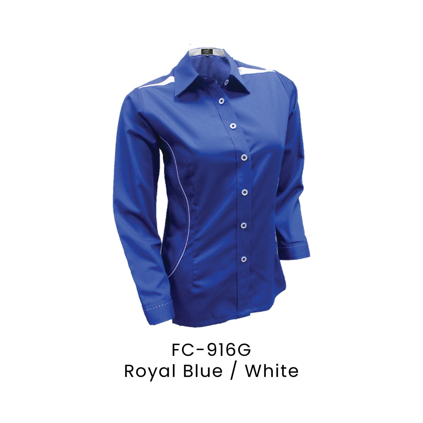 FC-916G Royal Blue / White - FC-916 female corporate uniform shirt
