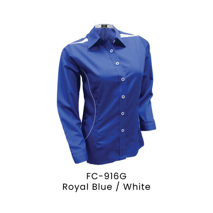 FC-916G Royal Blue / White - FC-916 female corporate uniform shirt