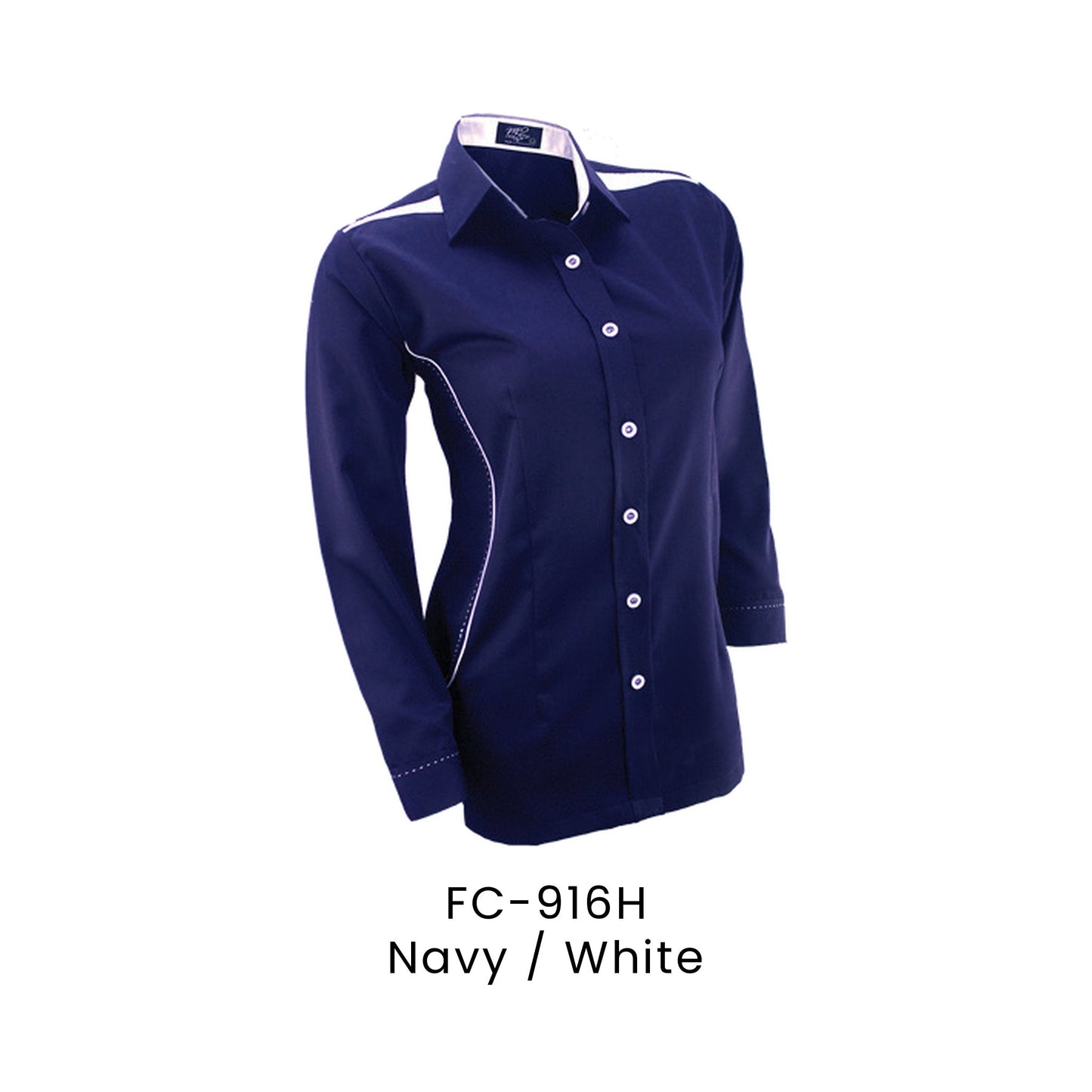 FC-916H Navy / White - FC-916 female corporate uniform shirt