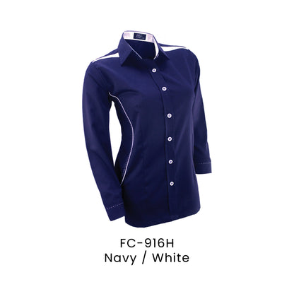 FC-916H Navy / White - FC-916 female corporate uniform shirt
