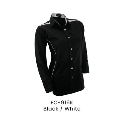 FC-916K Black / White - FC-916 female corporate uniform shirt