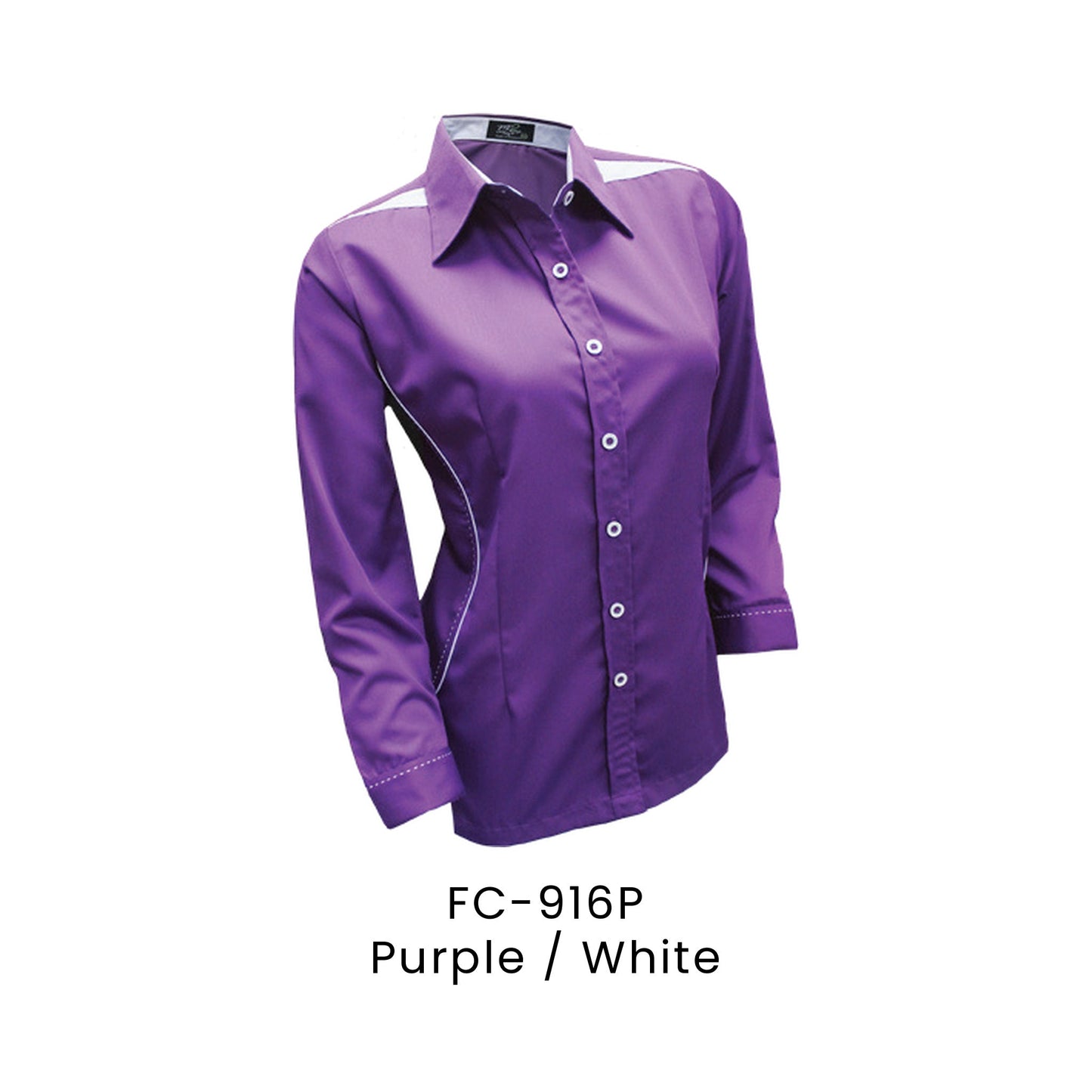 FC-916P Purple / White - FC-916 female corporate uniform shirt
