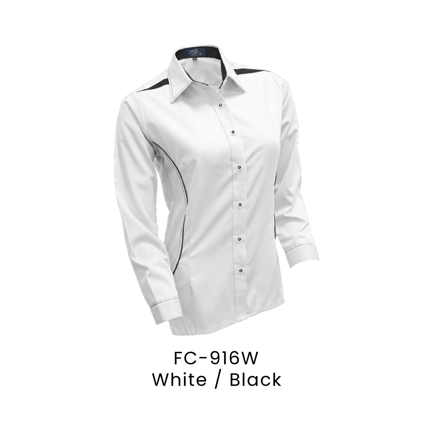 FC-916W White / Black - FC-916 female corporate uniform shirt
