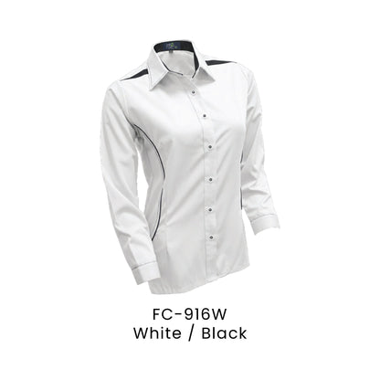 FC-916W White / Black - FC-916 female corporate uniform shirt