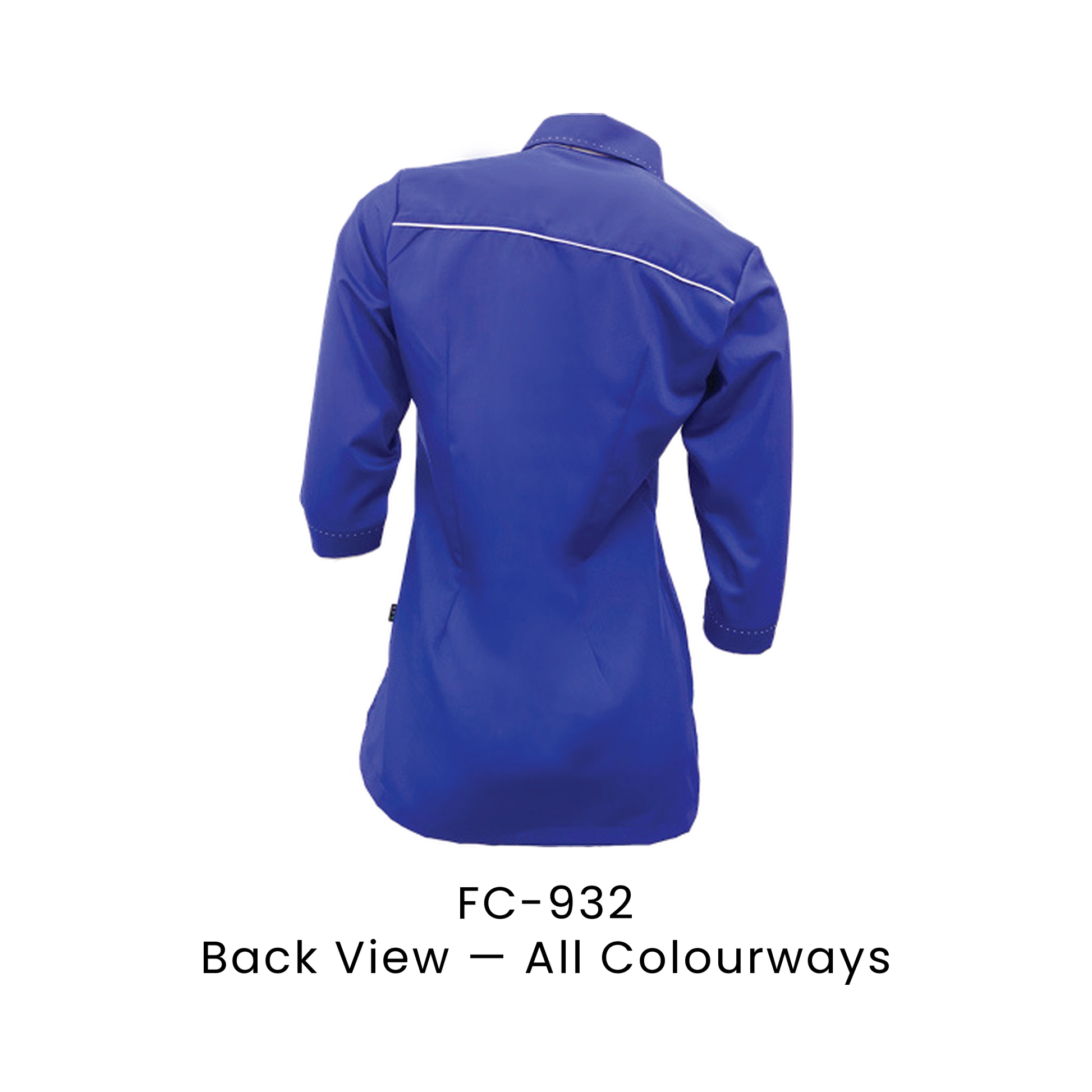 Corporate Uniform - Female 3/4 Sleeve 170gsm | Back view, shared across all colourways — the trim colour shown is one example | FC-932 | Artiztee