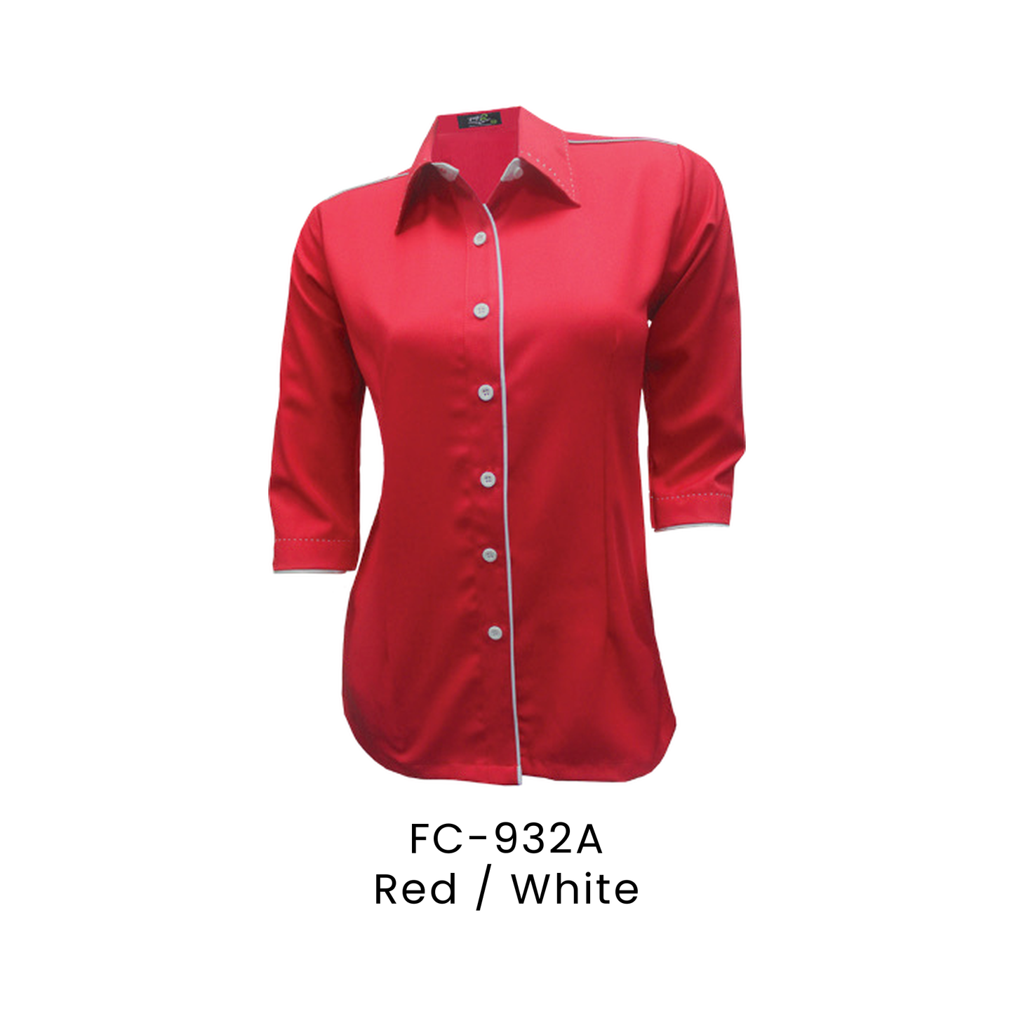 Corporate Uniform - Female 3/4 Sleeve 170gsm | Red / White | FC-932A | Artiztee