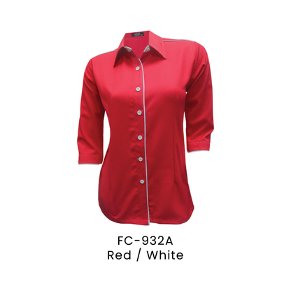 Corporate Uniform - Female 3/4 Sleeve 170gsm | Red / White | FC-932A | Artiztee