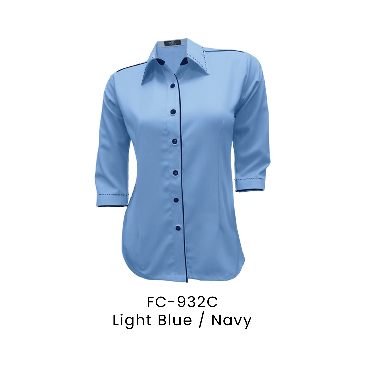 Corporate Uniform - Female 3/4 Sleeve 170gsm | Light Blue / Navy | FC-932C | Artiztee
