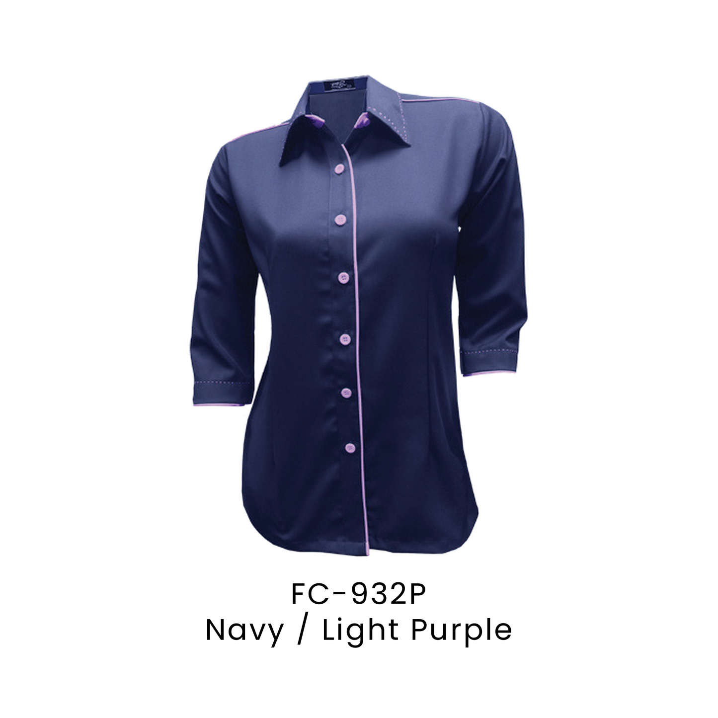 Corporate Uniform - Female 3/4 Sleeve 170gsm | Navy / Light Purple | FC-932P | Artiztee