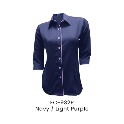 Corporate Uniform - Female 3/4 Sleeve 170gsm | Navy / Light Purple | FC-932P | Artiztee