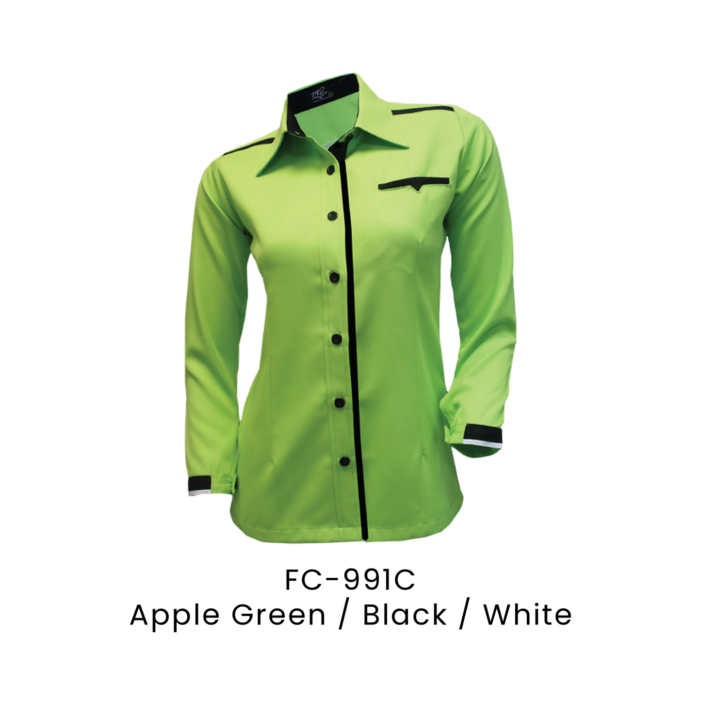 Corporate Uniform - Female Long Sleeve 170gsm | Apple Green / Black / White | FC-991C | Artiztee