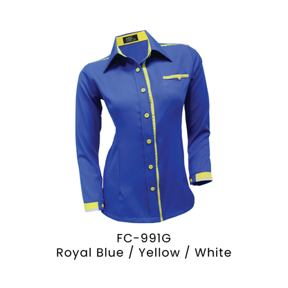 Corporate Uniform - Female Long Sleeve 170gsm | Royal Blue / Yellow / White | FC-991G | Artiztee