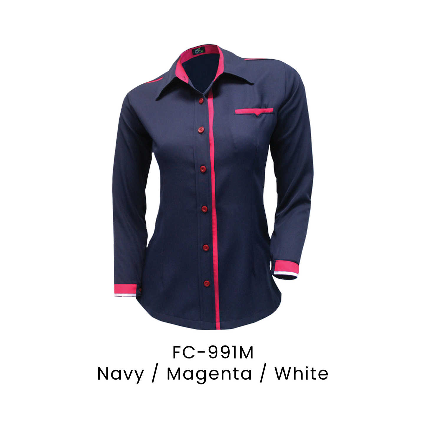 Corporate Uniform - Female Long Sleeve 170gsm | Navy / Magenta / White | FC-991M | Artiztee