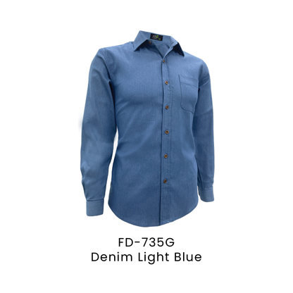 Corporate Uniform - Unisex Long Sleeve Denim 200gsm | Denim Light Blue | FD-735G | Artiztee