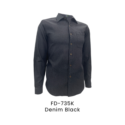Corporate Uniform - Unisex Long Sleeve Denim 200gsm | Denim Black | FD-735K | Artiztee