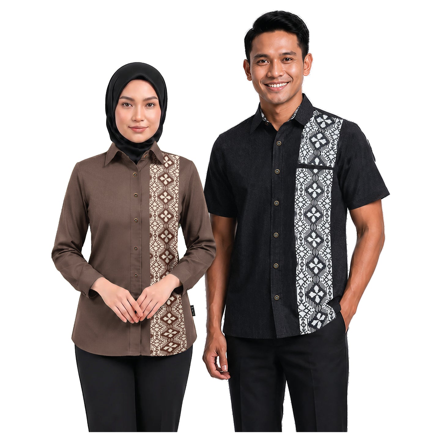 FD-806 and FD-906 corporate uniform shirts worn by models