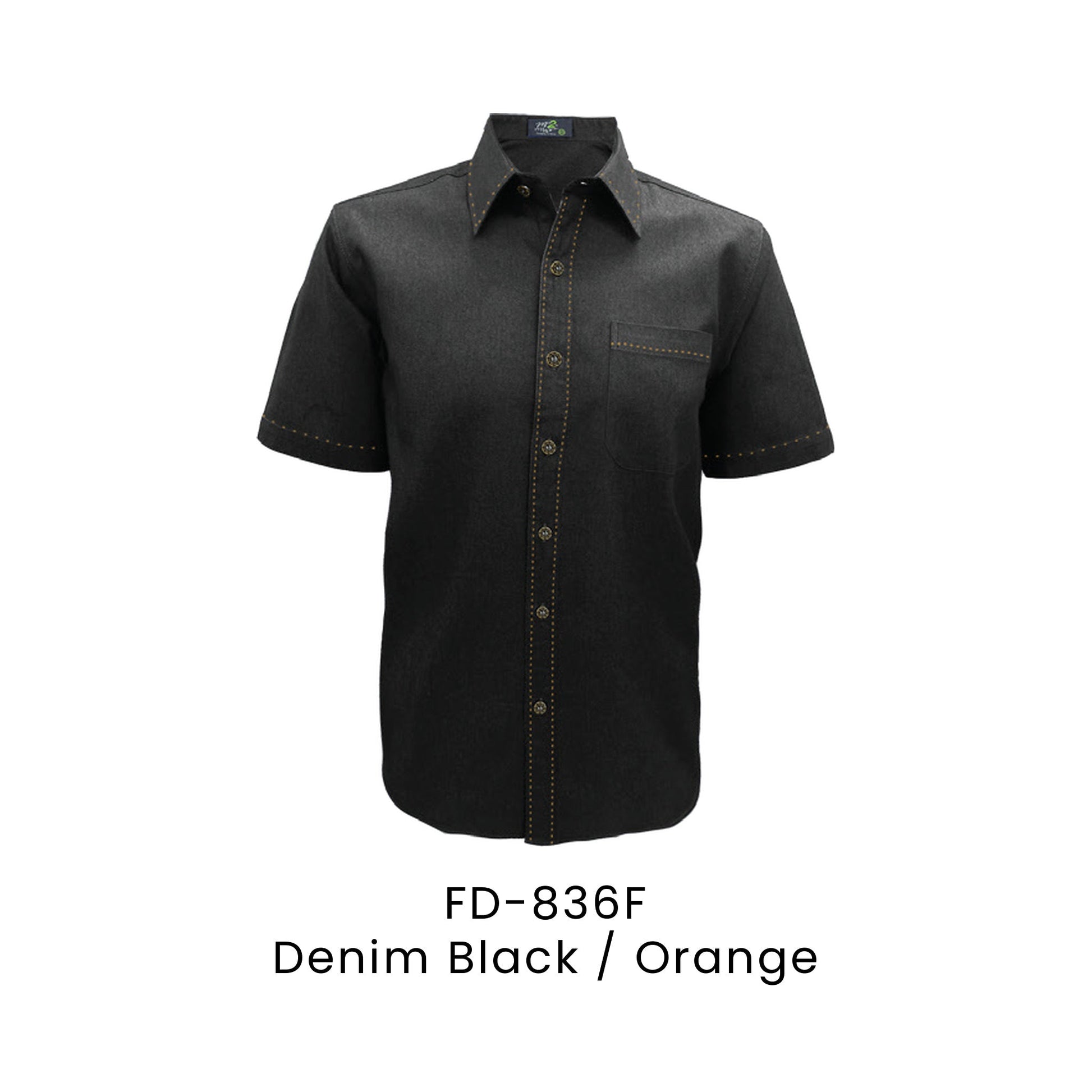 FD-836F Denim Black / Orange - FD-836 unisex corporate uniform shirt