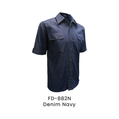 FD-882N Denim Navy - FD-882 unisex corporate uniform shirt